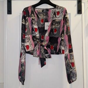 NWT Missguided Jaguar Print Crop Top Sz 8
